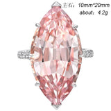 Pink CZ Big Stone Bridal Wedding Engagement Ring