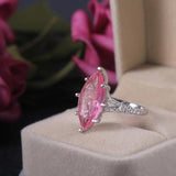 Pink CZ Big Stone Bridal Wedding Engagement Ring