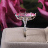 Pink CZ Big Stone Bridal Wedding Engagement Ring