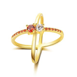 Seanlov Red Zircon Cross Rings Jewelry Engagement Ring For Women