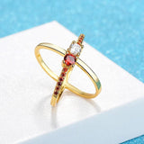Seanlov Red Zircon Cross Rings Jewelry Engagement Ring For Women