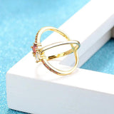 Seanlov Red Zircon Cross Rings Jewelry Engagement Ring For Women