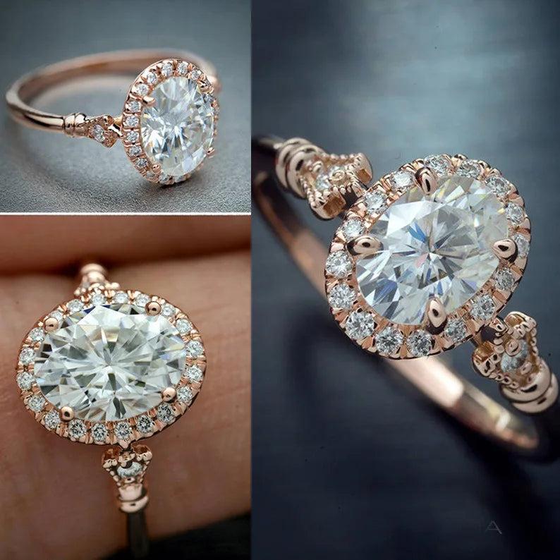 Big Oval Rhinestone Ring for Women Wedding