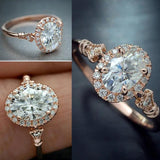 Big Oval Rhinestone Ring for Women Wedding