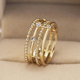 Seanlov 4 Layers Zircon Female Finger Ring Wedding Engagement Jewelry