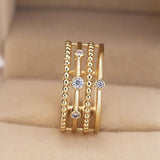 Seanlov 4 Layers Zircon Female Finger Ring Wedding Engagement Jewelry