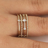 Seanlov 4 Layers Zircon Female Finger Ring Wedding Engagement Jewelry