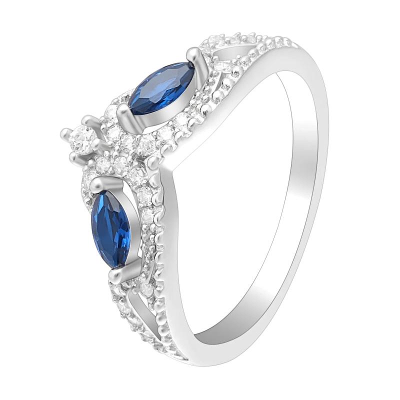 Water Drop CZ Silver Ring Classic Engagement Wedding Band