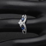 Water Drop CZ Silver Ring Classic Engagement Wedding Band