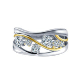Hainon Silver Cross Ring Twisted Leaf Wedding Engagement Rings