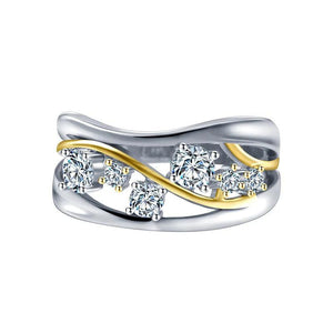 Hainon Silver Cross Ring Twisted Leaf Wedding Engagement Rings