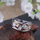 Hainon Silver Cross Ring Twisted Leaf Wedding Engagement Rings