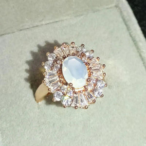 Big Oval Clear Zircon Wedding Engagement Rose Rings