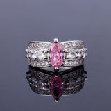 Bohemian Cubic Zirconia Ring Pink Purple Stone