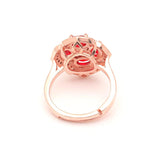 Seanlov Flower Women Ring With Big Stone Red Crystal Zircon Finger Rings