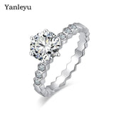 Silver Wedding Rings Women Cubic Zirconia Stone Bridal Jewelry
