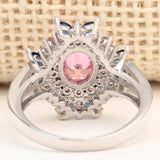 Pink Flower Ring Wedding Jewelry Size 6-10 Female Bague