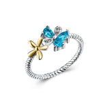 Lovely Flower Women Wedding Rings - Cubic Zirconia Silver Engagement Ring