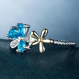 Lovely Flower Women Wedding Rings - Cubic Zirconia Silver Engagement Ring