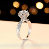 CZ Silver Flower Crystal Wedding Rings for Women