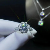 CZ Silver Flower Crystal Wedding Rings for Women