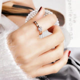 Titanium Steel Rings For Women Classic Uplifted 6 Prong Round Cubic Zirconia