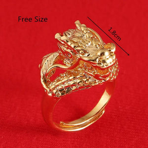 Men Head Dragon Ring Brass Animal African Party Wedding Ring Jewelry