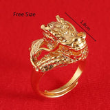 Men Head Dragon Ring Brass Animal African Party Wedding Ring Jewelry