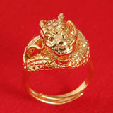 Men Head Dragon Ring Brass Animal African Party Wedding Ring Jewelry