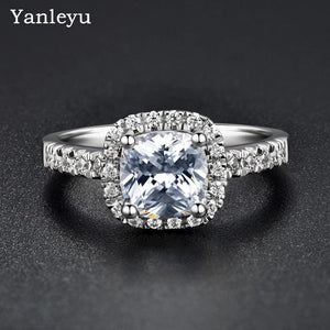 Women's Square Cut CZ Zirconia Silver Wedding Ring Party Jewelry