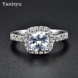 Women's Square Cut CZ Zirconia Silver Wedding Ring Party Jewelry