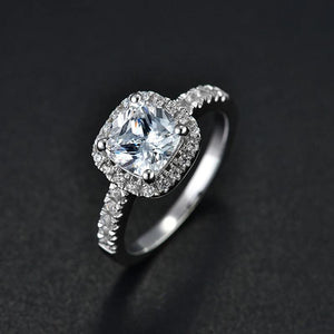 Women's Square Cut CZ Zirconia Silver Wedding Ring Party Jewelry