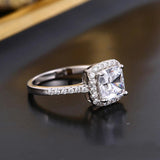 Women's Square Cut CZ Zirconia Silver Wedding Ring Party Jewelry