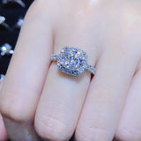 Women's Square Cut CZ Zirconia Silver Wedding Ring Party Jewelry