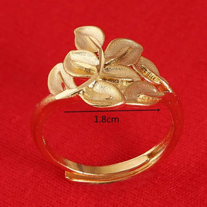 Vintage Metal Women's Leaf Hollow Out Ring Jewelry
