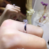 18K Round Cubic Zircon Ring for Women Classic Wedding Ring