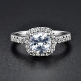 Princess CZ Pillow Ring 925 Silver Wedding Jewelry