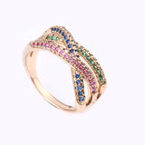 Twisted Geometric Gold Rings Set