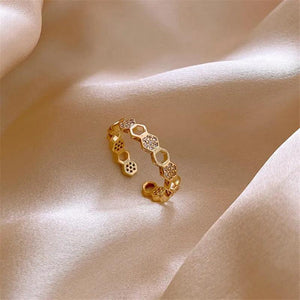 Hollow Geometric Zircon Open Ring for Women Wedding Jewelry