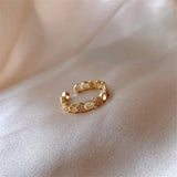 Hollow Geometric Zircon Open Ring for Women Wedding Jewelry