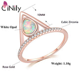 Opal Stone Gemstone Ring Rose Plated with CZ for Women