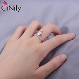 Opal Stone Gemstone Ring Rose Plated with CZ for Women