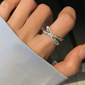 Cross Rings for Women Zircon Adjustable Open Ring Wedding Jewelry