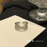 Cross Rings for Women Zircon Adjustable Open Ring Wedding Jewelry
