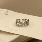 Cross Rings for Women Zircon Adjustable Open Ring Wedding Jewelry