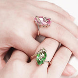 Dragonfly Twine Olive Green Ring Princess Crystal Ring