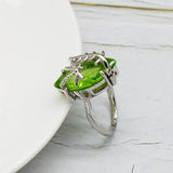 Dragonfly Twine Olive Green Ring Princess Crystal Ring