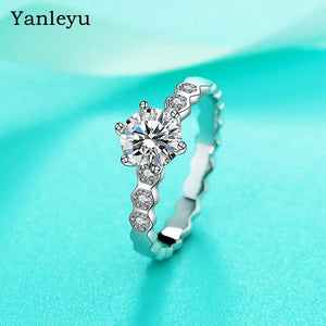 925 Silver Classic Clear 1CT CZ Finger Rings For Women Wedding Statement
