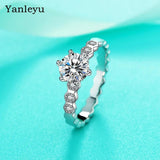 925 Silver Classic Clear 1CT CZ Finger Rings For Women Wedding Statement