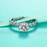 925 Silver Classic Clear 1CT CZ Finger Rings For Women Wedding Statement